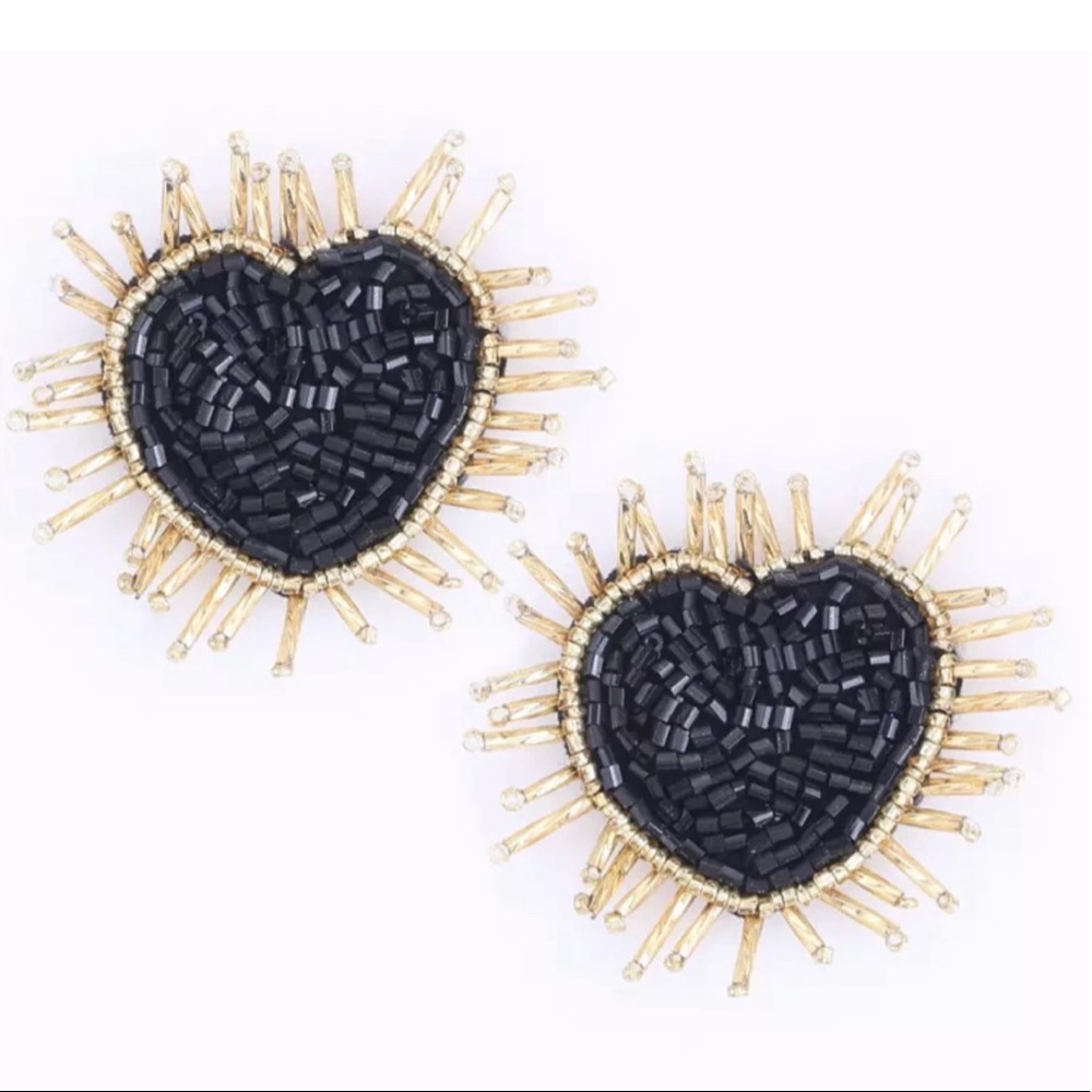 Black Heart Statement Earrings - image 2